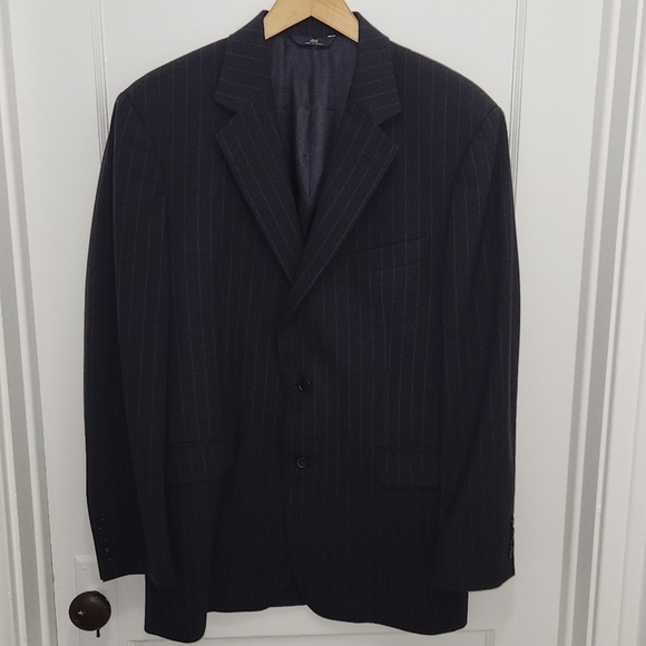 Brooks Brothers 346 Wool Sport Coat Black With Grey Pinstripes Size 42R - Picture 1 of 8
